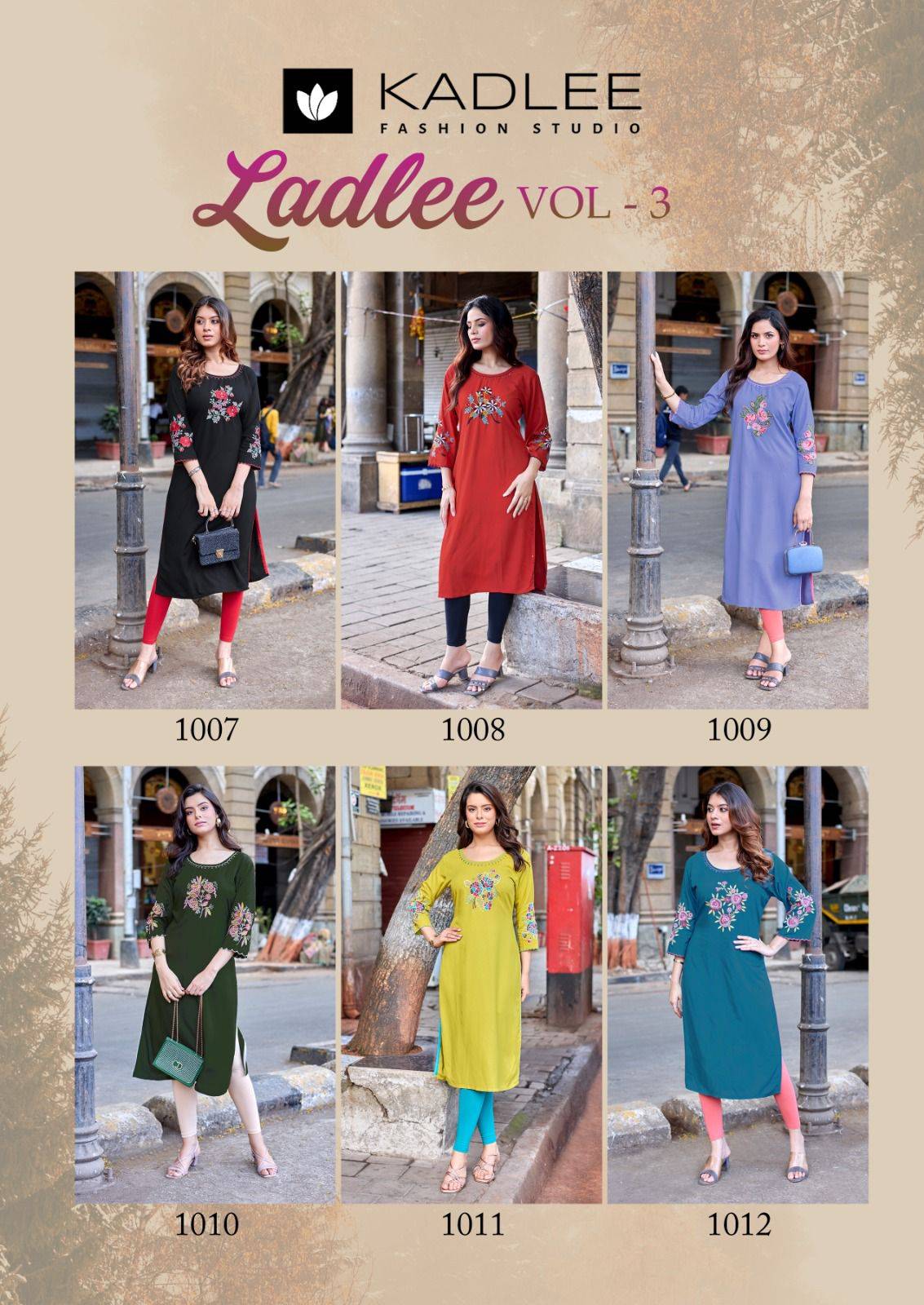 Ladlee Vol 3 By KADLEE 1007 To 1012 Series  Designer Ethnic Wear Collection Rayon Kurtis At Wholesale Price